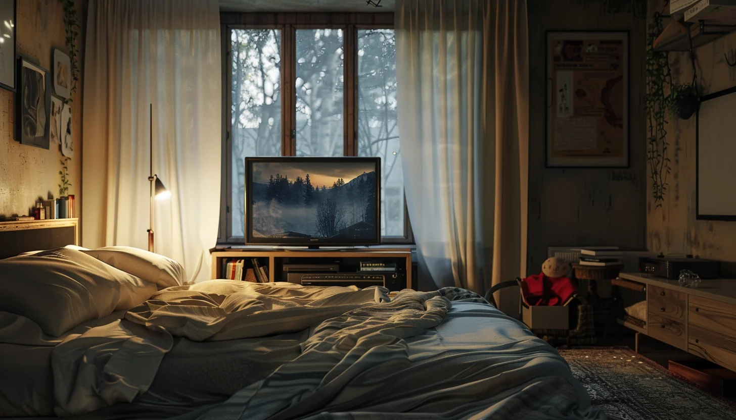 cozy bedroom with tv