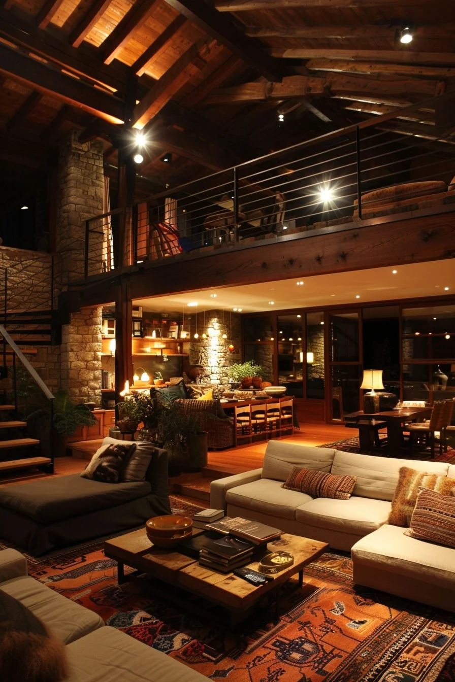 cozy living room at night