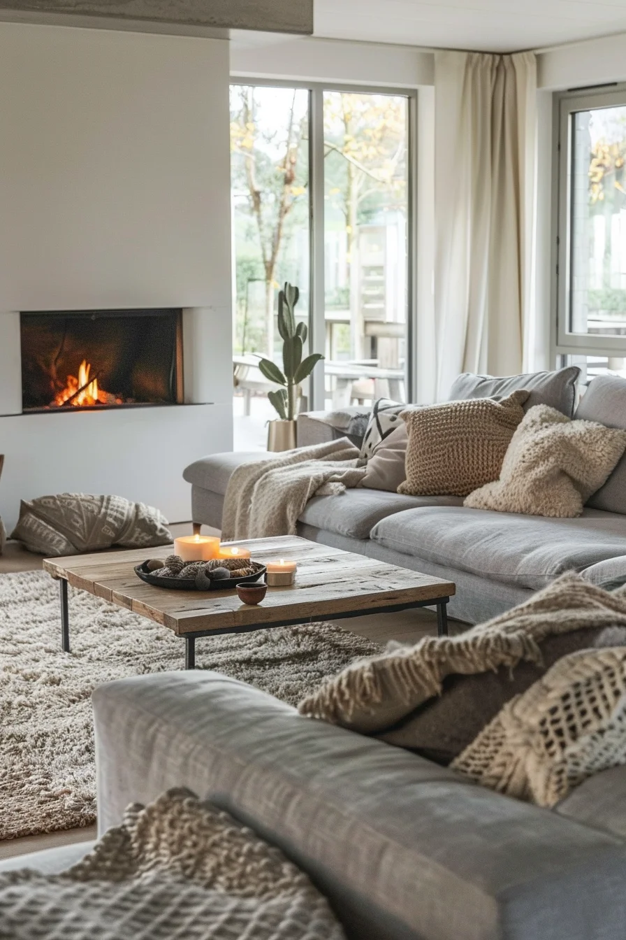 cozy living room for big family