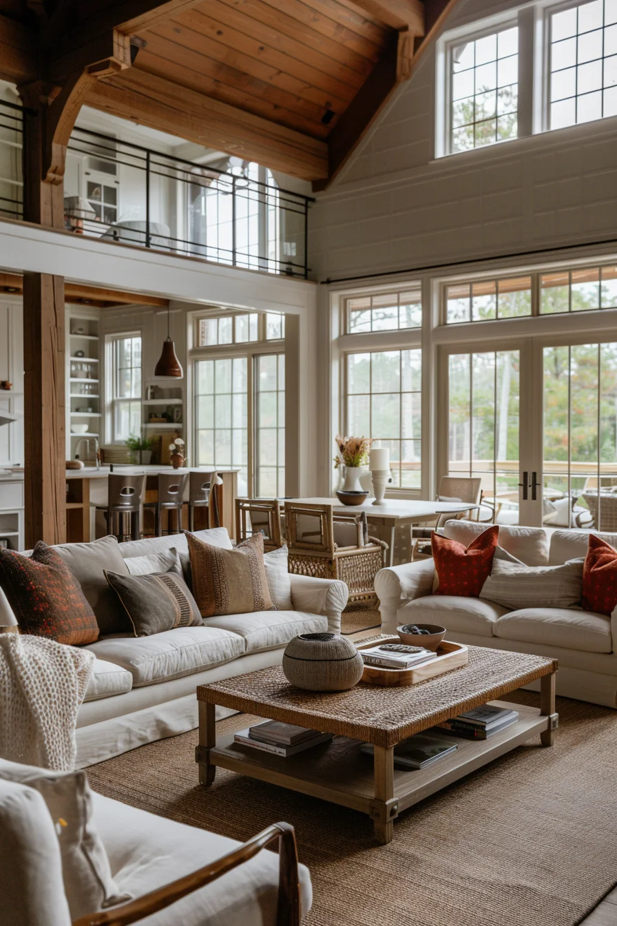 cozy living room for big family