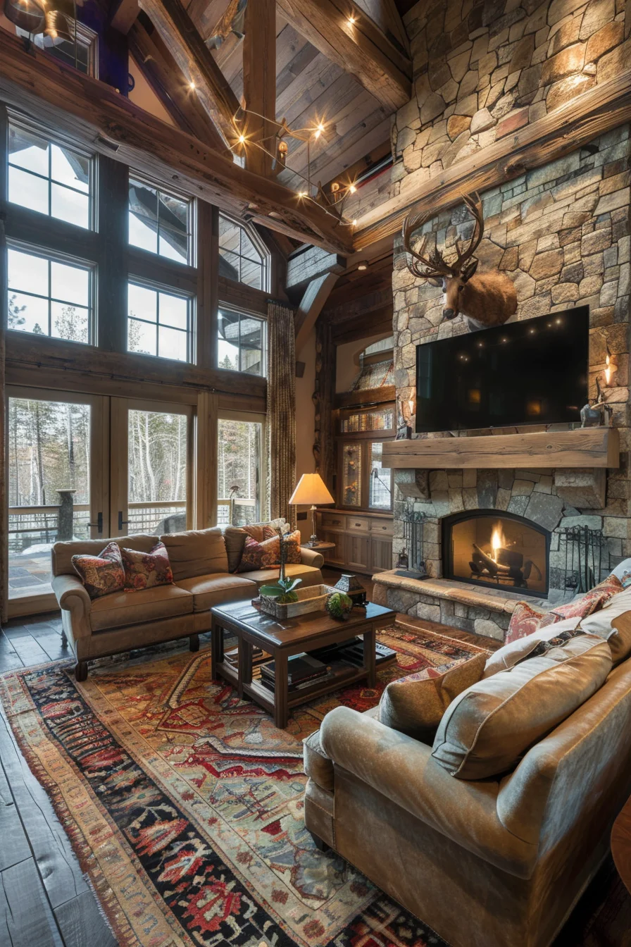 cozy living room for big family