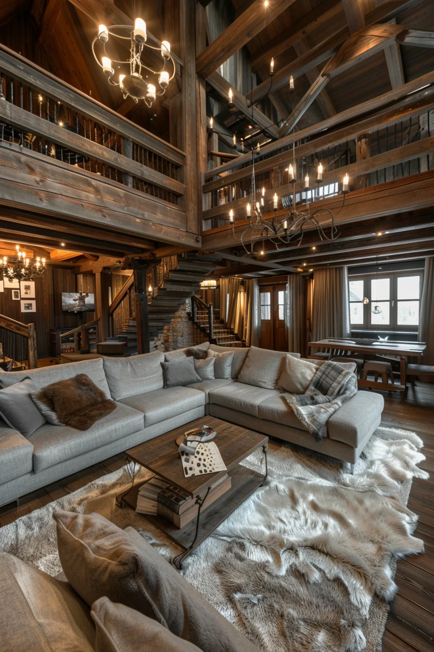 cozy living room for big family