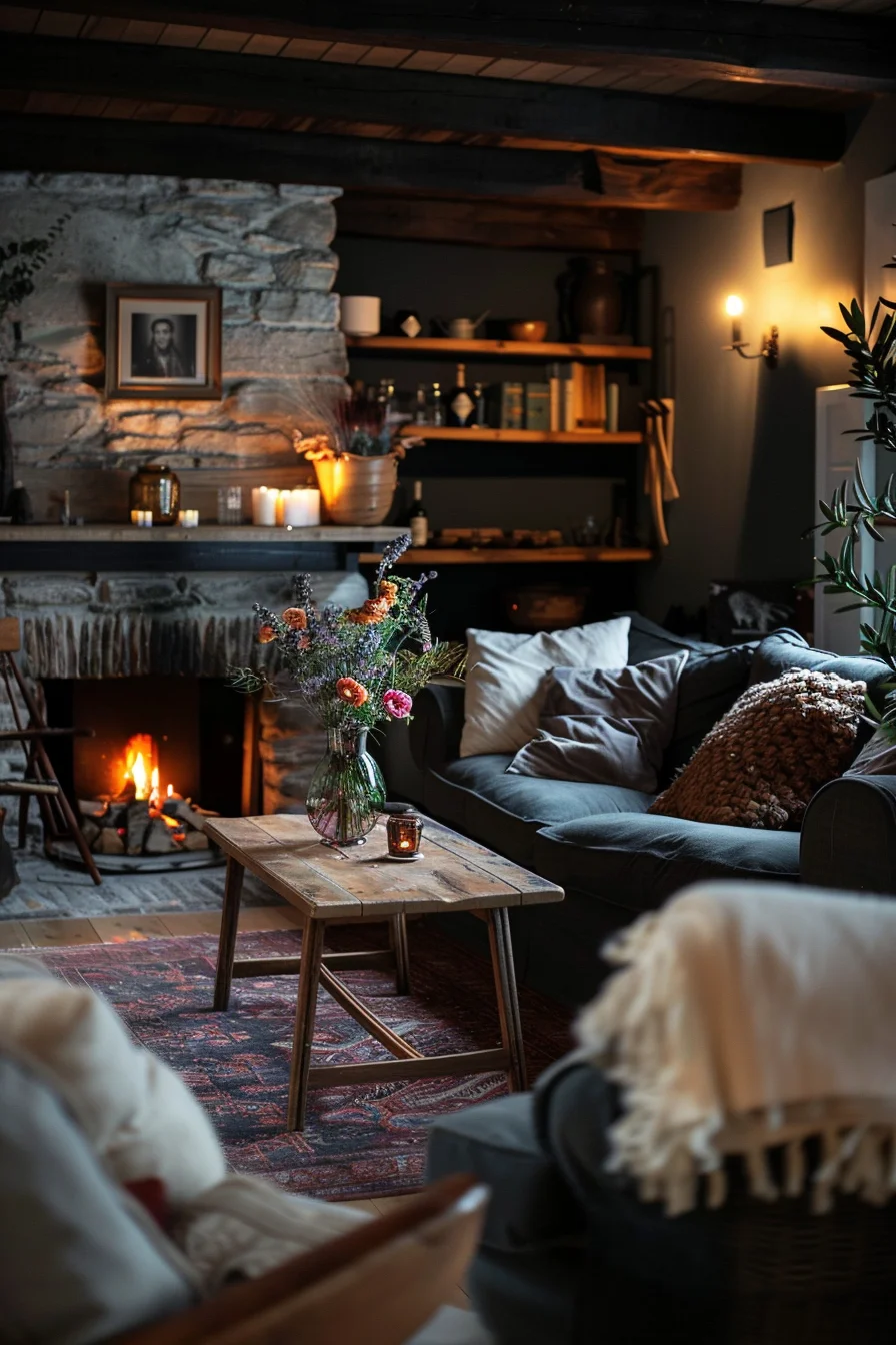 dark cozy living room