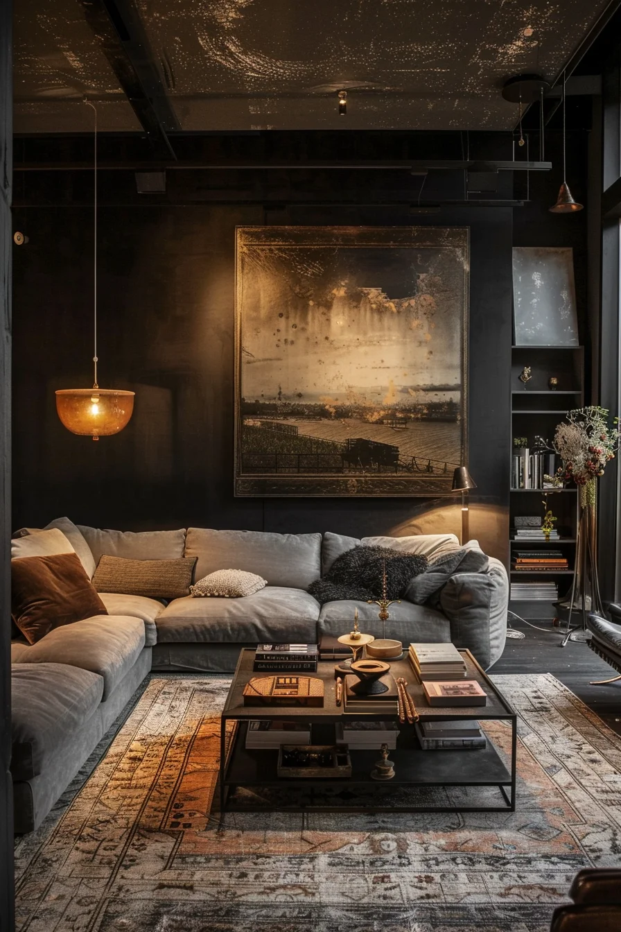 dark cozy living room